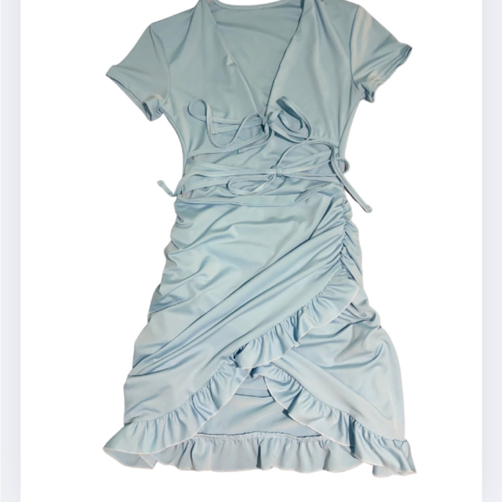 Light Blue Ruffle Dress - Picture 3 of 4